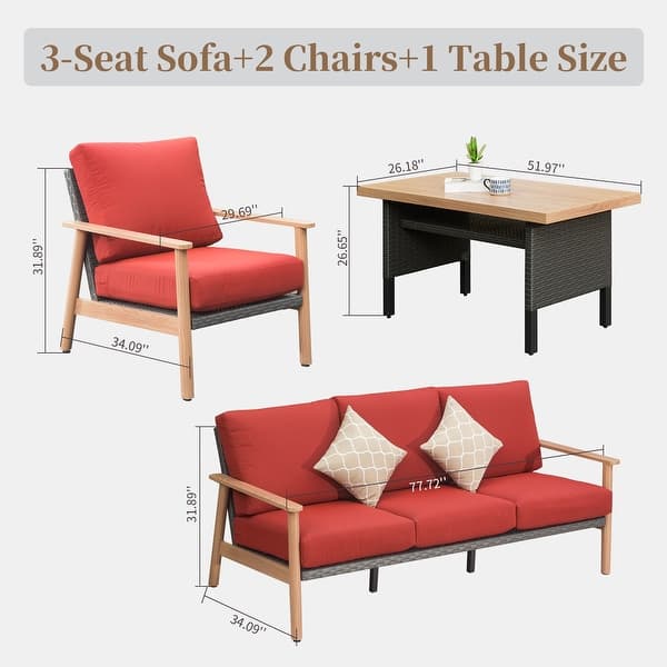 dimension image slide 2 of 3, Domioutdoorliving 5 -Person Outdoor Seating Group with Cushions