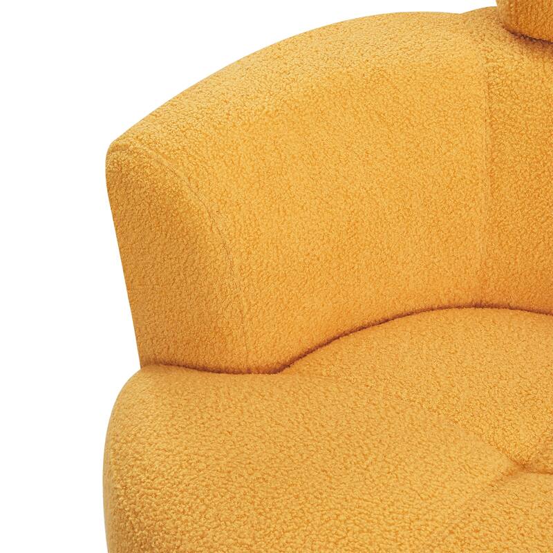360° Swivel Chair, Upholstered Barrel Chair with Adjustable Headrest Modern Swivel Round Sofa Chair for Living Room