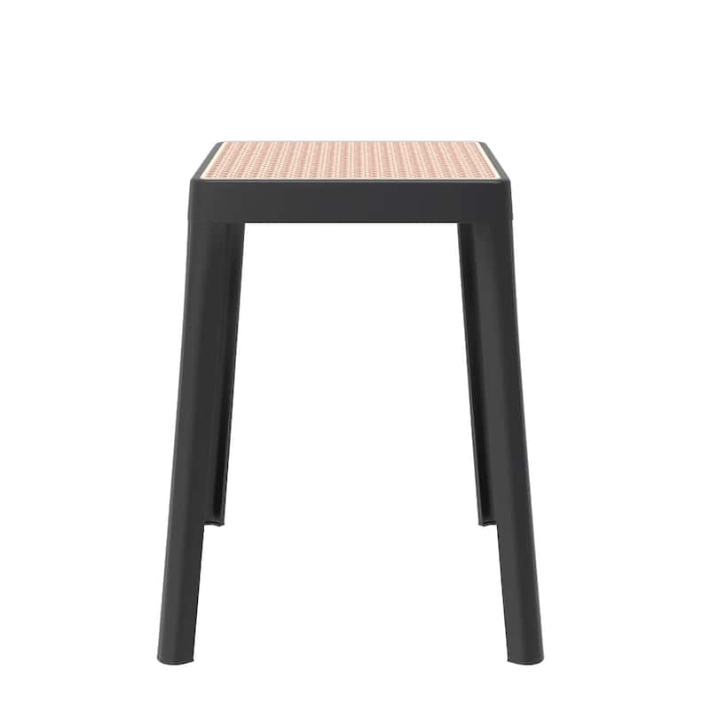 Tresse Modern Stackable Dining Stool with Wicker Seat for Dining Room, Garden, Patio, Indoor or Outdoor Set of 2