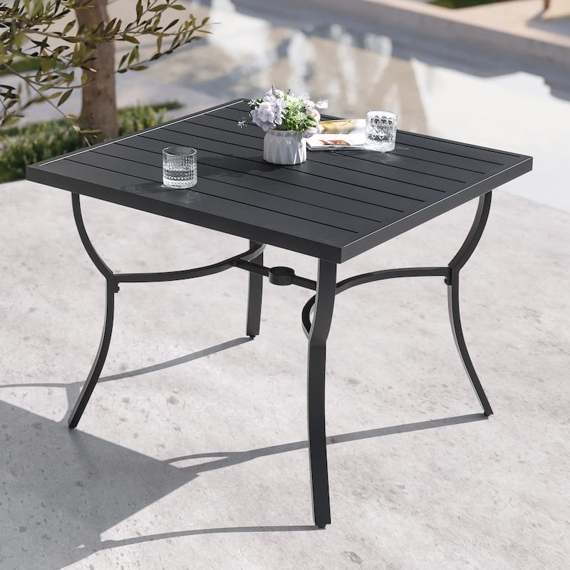 Patio 36 in. Aluminum Dining Table for 4, 1.97’’ Umbrella Hole, Black