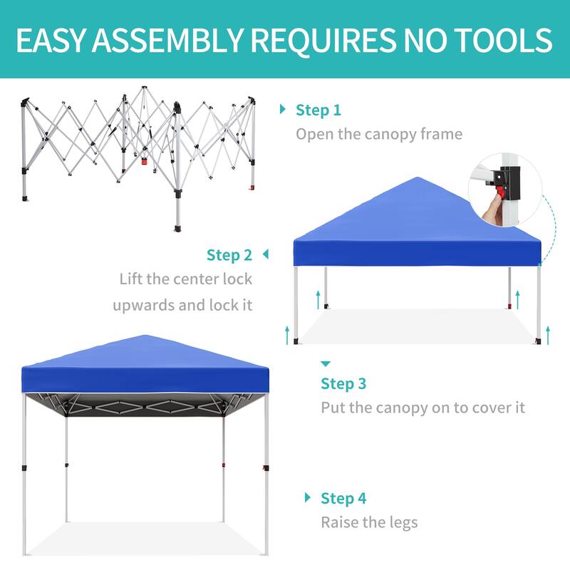 Pop Up Canopy Tent with Wheeled Bag, Waterproof Oxford UV Protection