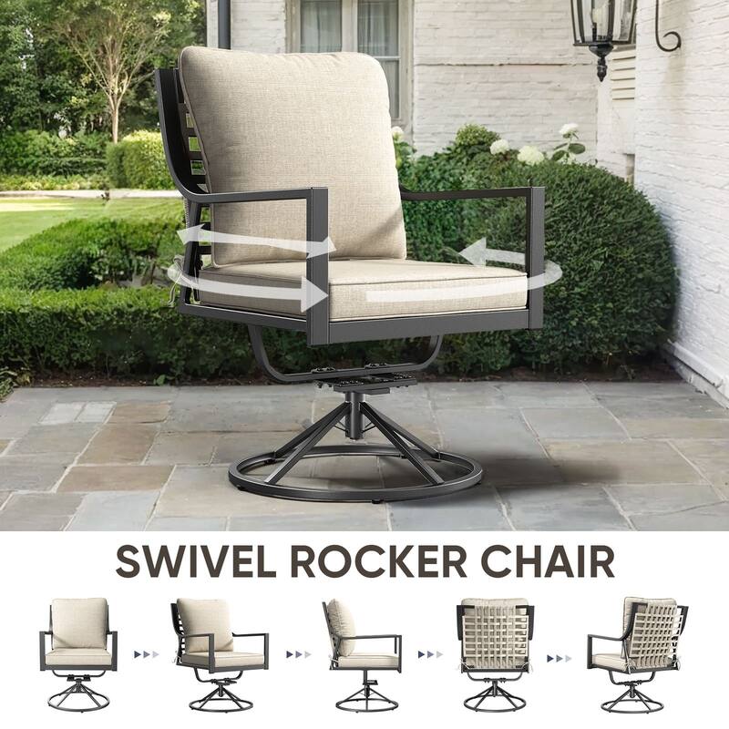 Komodo 3-Piece Outdoor Conversation Set with 2 Rocking Swivel Chairs and Side Table