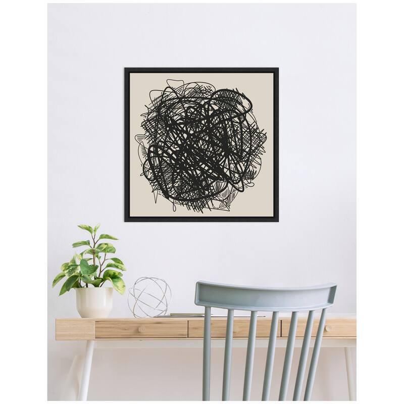 Kate and Laurel Modern Abstract Linework Loofah by The Creative Bunch Studio Framed Canvas Wall Art Print