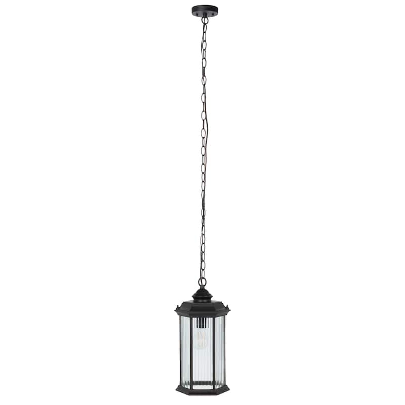 SAFAVIEH Lighting Mihrije 8" Modern & Contemporary Outdoor Pendant - 8" W x 7" D x 16" H - Black - 8Wx7Dx16H