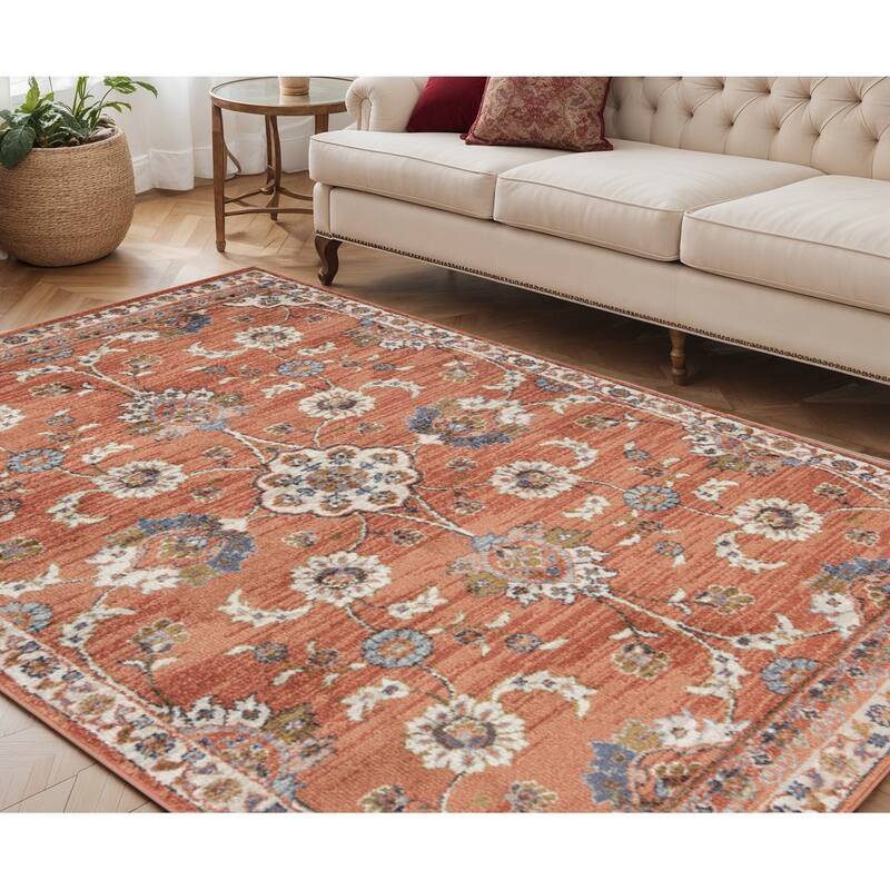 HomeRootsFloral Traditional Rectangle Area Rug - 90' X '63' X '0.4