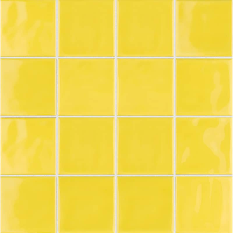 Merola Tile Twist Square Yellow Lemon 11-3/4" x 11-3/4" Ceramic Mosaic Wall Tile