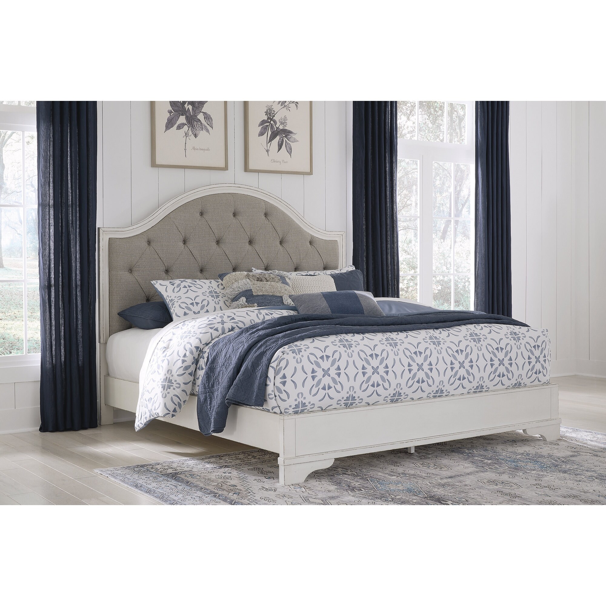 Signature Design by Ashley Brollyn White/Gray Upholstered Panel Bed
