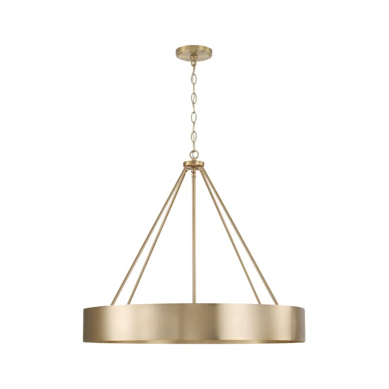 27.50"W x 24.25"H 4-Light Modern Circular Metal Chandelier with Painted Matte Brass Interior - Matte Brass