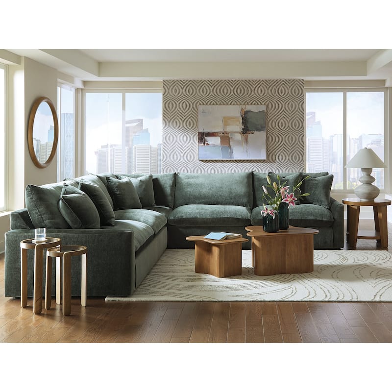 Signature Design by Ashley Carriage View Dark Green 3-Piece Sectional - 131" W x 131" D x 39" H