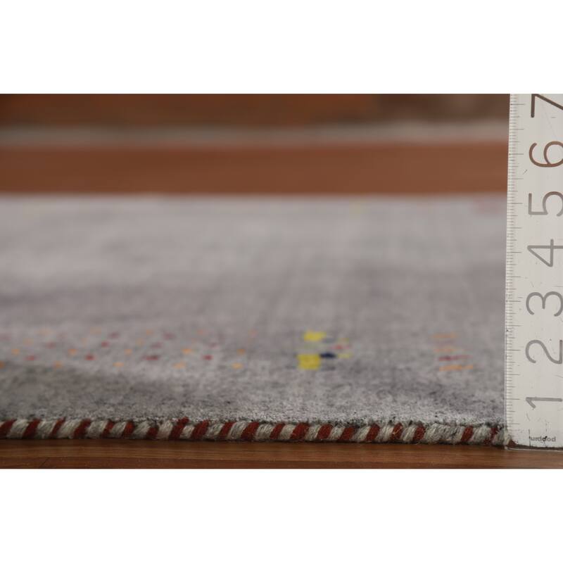 Hand Knotted Oriental 100% Wool Carpet Tribal Tribal Greys & Charcoal Gabbeh Area Rug - 7' 10'' X 5' 1''