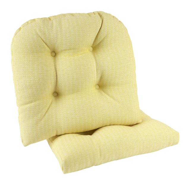 Klear Vu Gripper Omega Non-Slip Tufted Chair Cushions, Set of 2 - Yellow