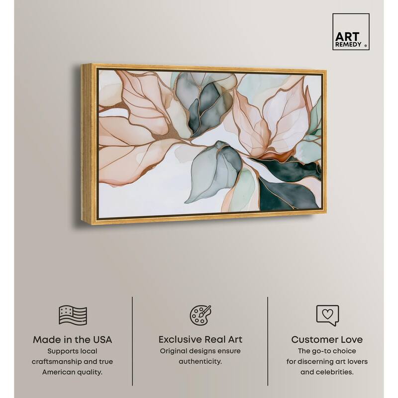 Golden Veined Leaves I Canvas by Art Remedy