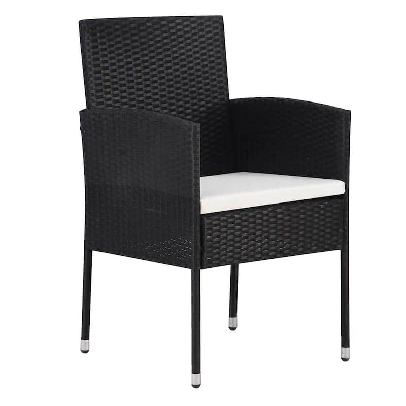 vidaXL Garden Dining Set with Cushion Black Poly Rattan