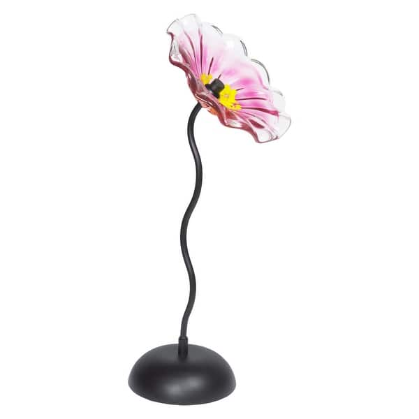 slide 2 of 5, Fiore Bloom 23 IN Tall Pink Flower Art Glass Sculpture with Metal Stand