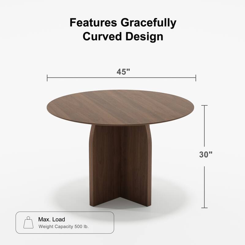 Solid Wood Round Dining Table with Finish and Elegant Arched Legs for Modern Dining Rooms & Kitchens