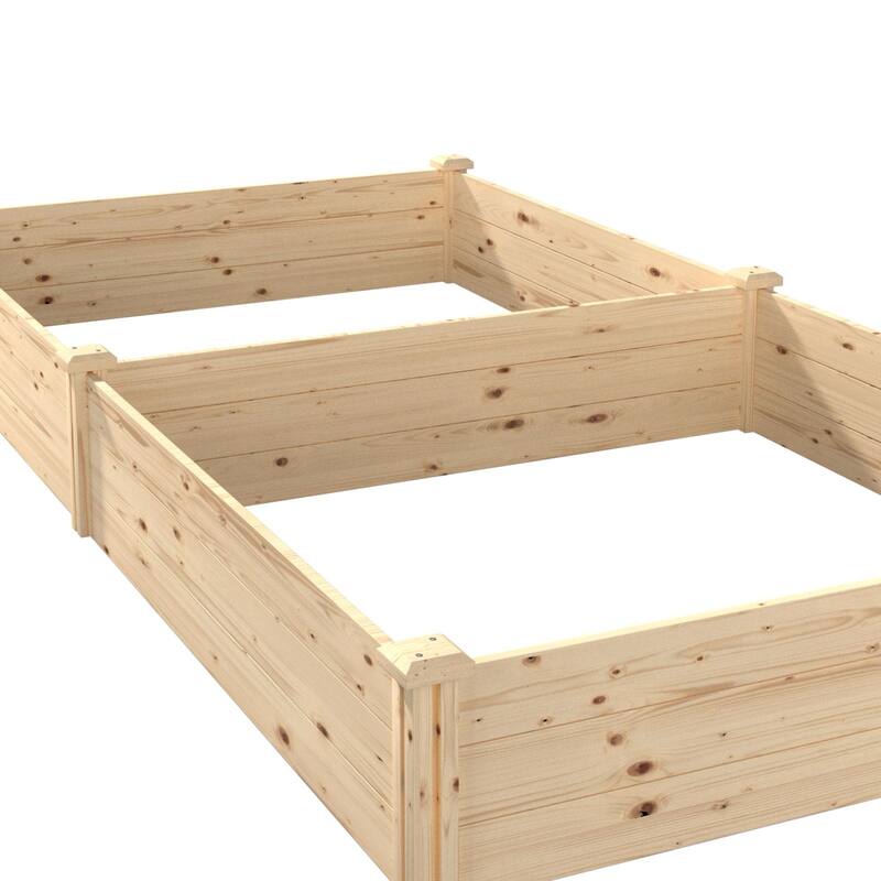 VEIKOUS Natural Wood Raised Garden Bed, Outdoor Planter Box for Vegetables, Flowers, Herbs, Natural Brown