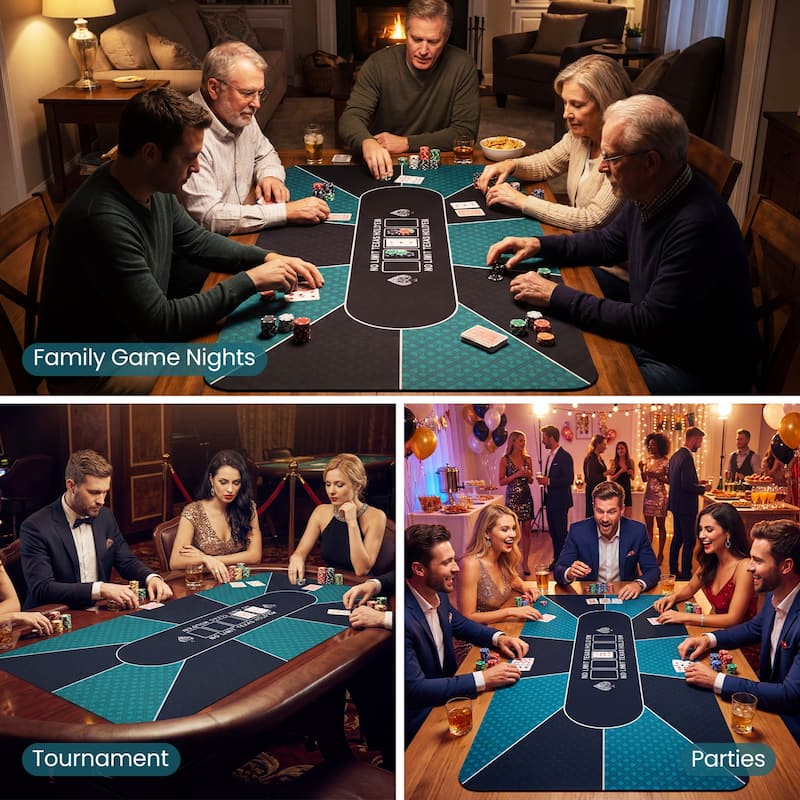 Gymax 70 x 35 Inch Poker Table Top w/Water-repellent Surface Anti-slip - Black & Green