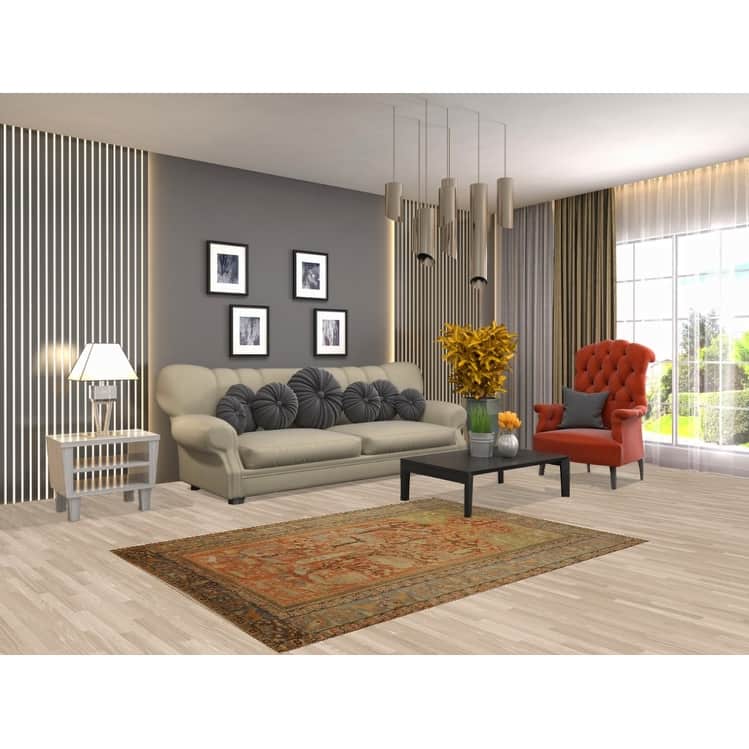 Hand Knotted Oriental 100% Wool Carpet Traditional Floral Oranges & Rust Sarouk Area Rug - 5' 10'' X 4' 2''