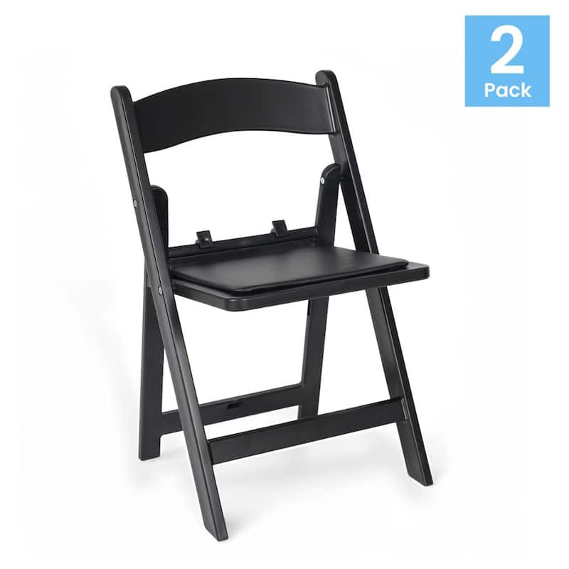 2 Pack Kids White Resin Folding Chair with Vinyl Padded Seat - 12.25"D x 13.25"W x 21"H