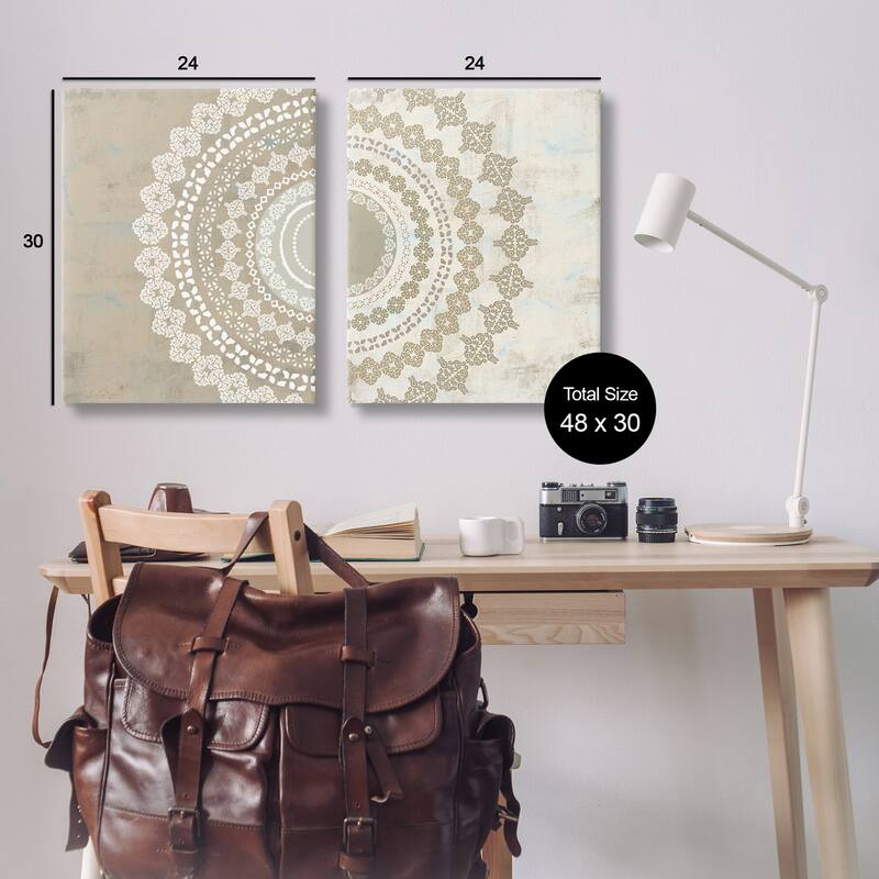 Stupell Rustic Mandala Boho Pattern 2 Piece Canvas Wall Art Set by Flora Kouta