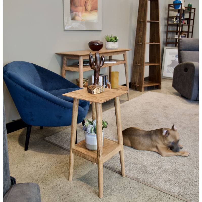 Solid Acacia Plant Stand with Shelf
