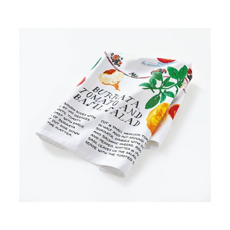 Burrata Salad Dishtowel Set of 2 - Colorful Cotton Kitchen Towels, Machine Washable, Perfect for Everyday Use