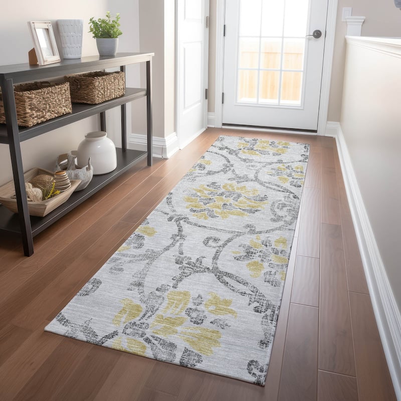 Premium Washable Super Soft Persian Floral Mayfield Rug - Silver - 2' 3" x 7' 6" - Runner