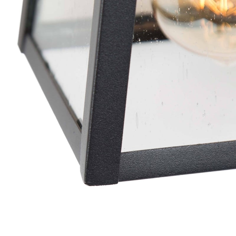 Bern Modern 1-Light Black Outdoor Wall Sconce Seeded Glass Wall Lamp Lights - L 5.5"x W 6.5"x H 10"