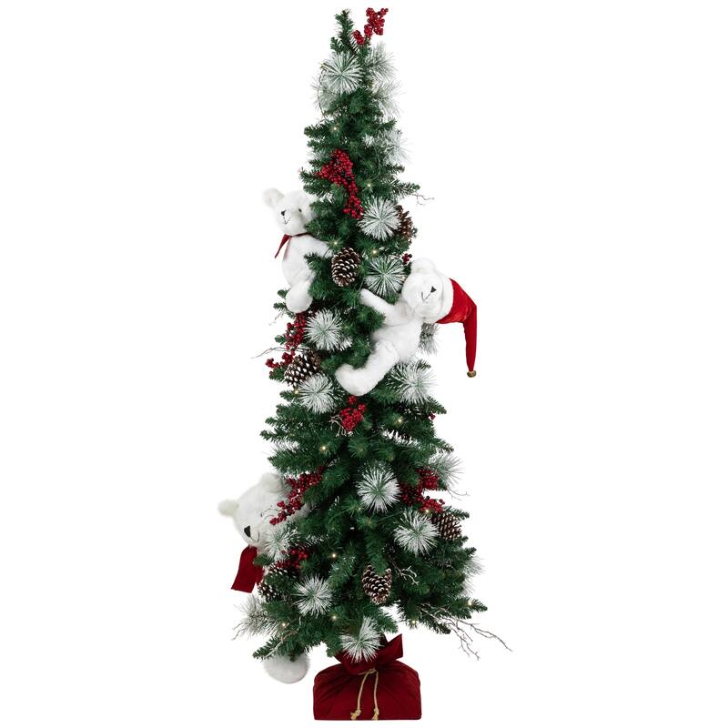 Battery Operated Tree with Polar Bears Christmas Decoration - 67"