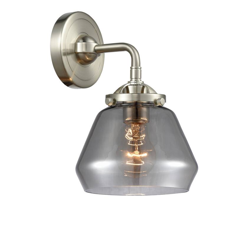 Innovations Lighting Fulton Single Light 9" Tall Bathroom Sconce - Brushed Satin Nickel / Smoked