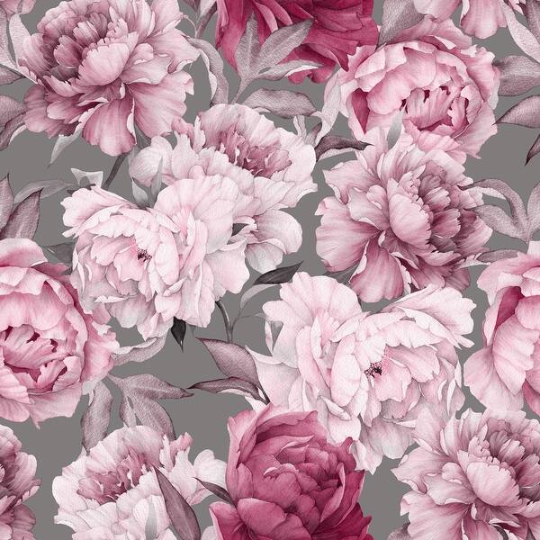 Pink Peony On Gray Background Wallpaper Mural Overstock 32617099 100 W X 100 H I'm so excited to share today's blog post with you. pink peony on gray background wallpaper mural