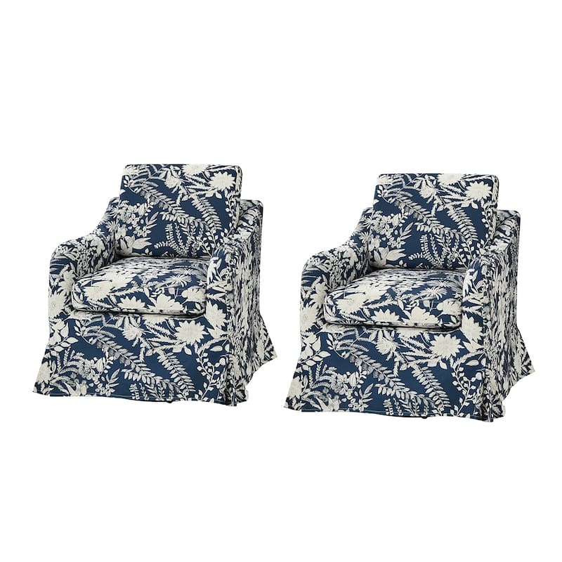 Alois Floral Slipcover Swivel Accent Chair with Removable Cushion Set of 2 by HULALA HOME