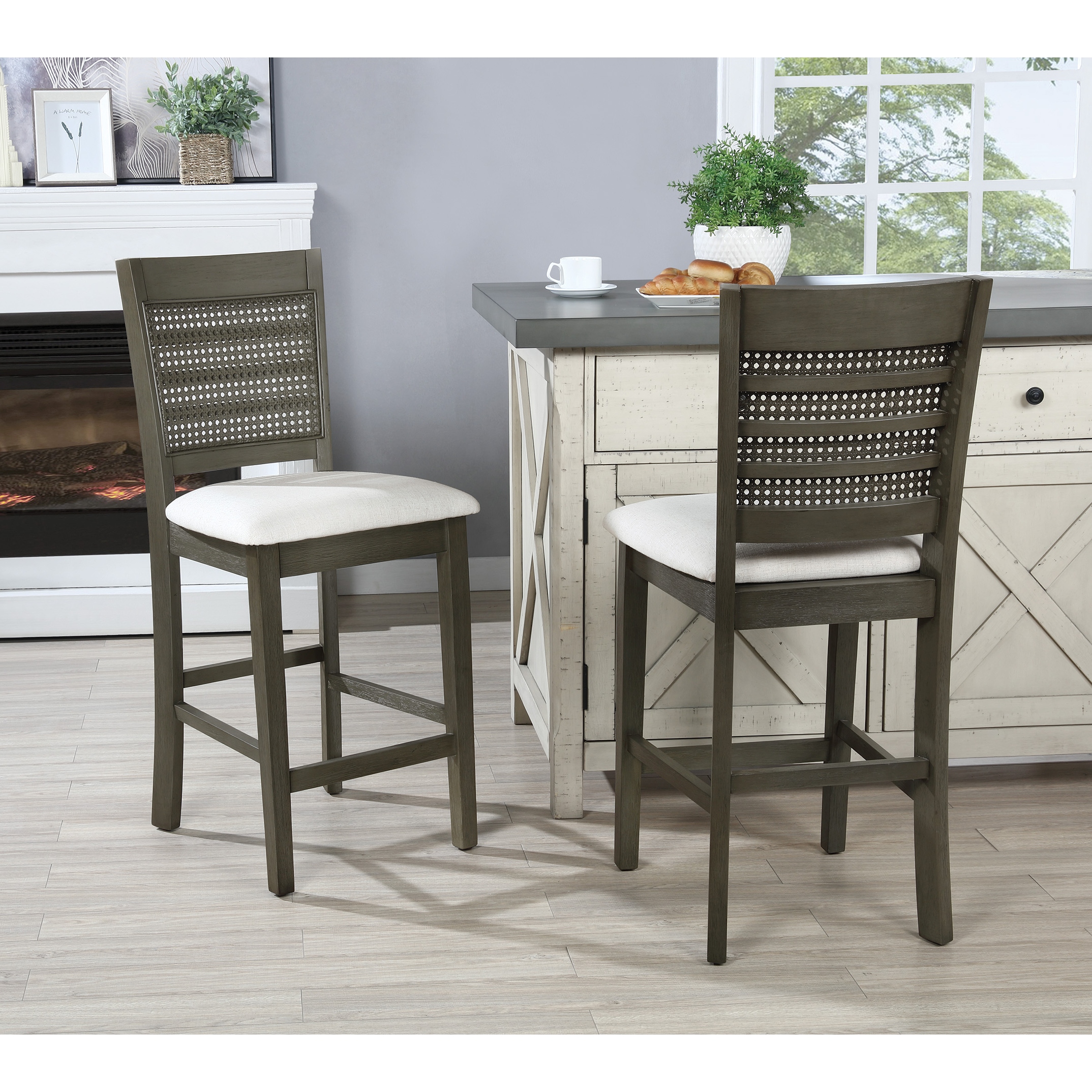 Cane back discount counter height stools