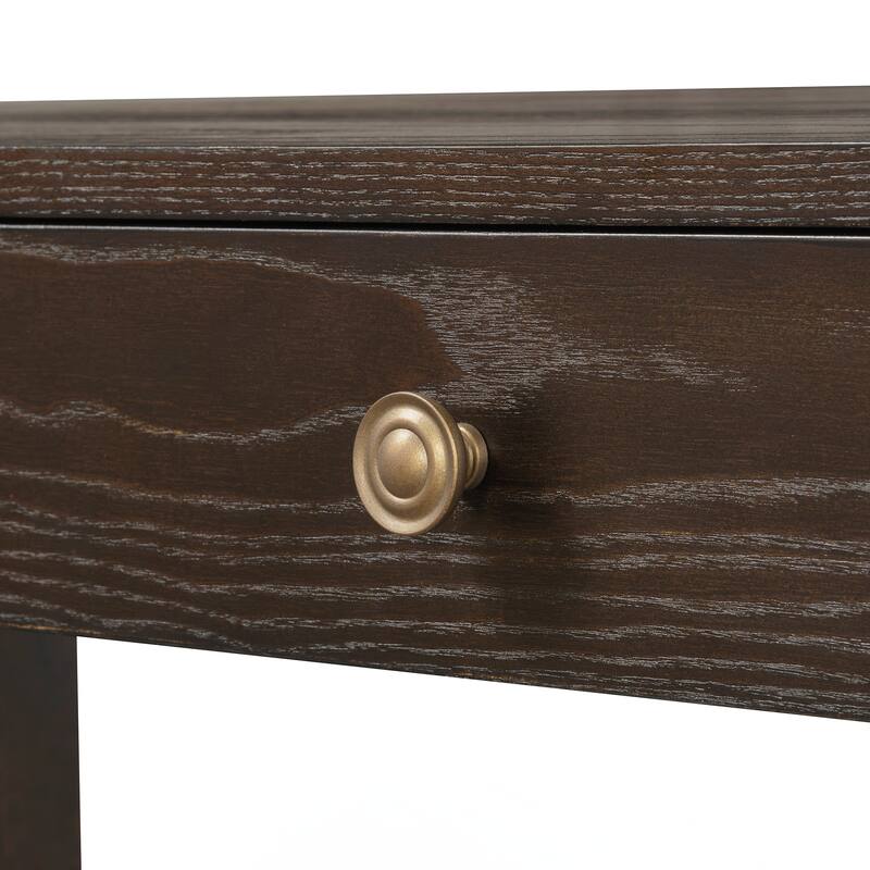 Console Table with Curved Corners for Safety, Entryway Table with 3 Concealed Drawers, Sturdy Sofa Table with Thick Legs - Espresso