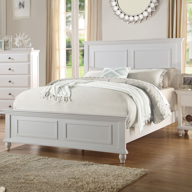 Wood Panel Bed With Headboard - White - California King