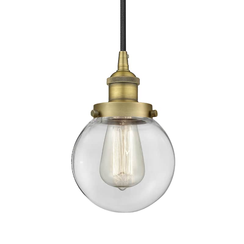 Innovations Lighting 616-1PH-10-6 Beacon Pendant Beacon 6" Wide Mini - Brushed Brass / Clear