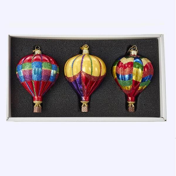 Shop Pack Of 3 Vibrantly Colored Air Balloon Glass Christmas