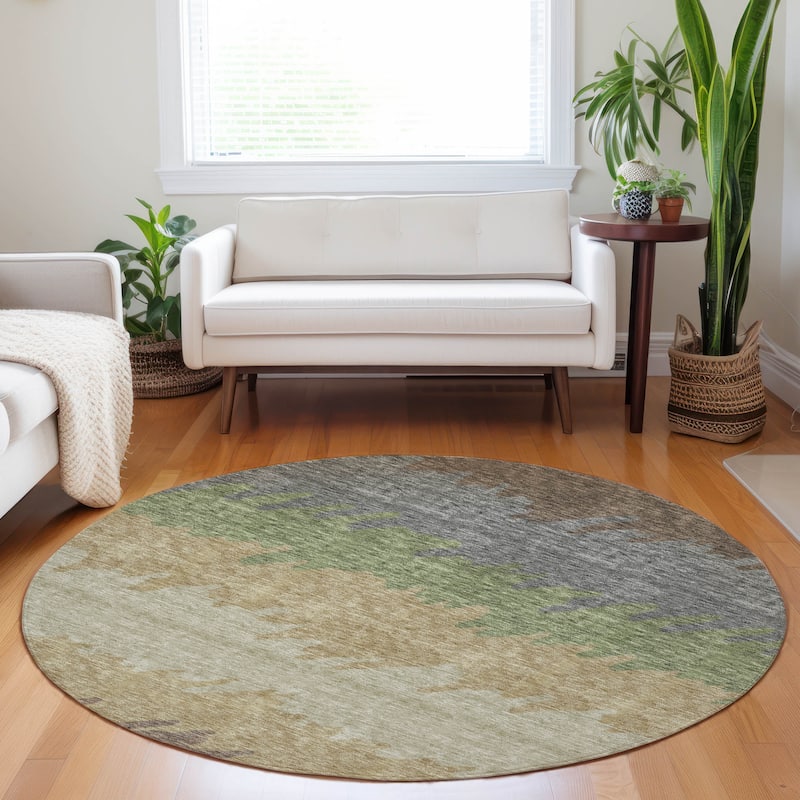 Premium Washable Super Soft Modern Ombre Mayfield Rug - Chocolate - 8' x 8' - Round
