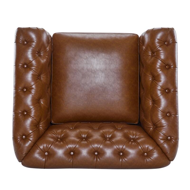 Roomfitters Chesterfield Swivel Club Chair, Tufted Accent Armchair for Living Room