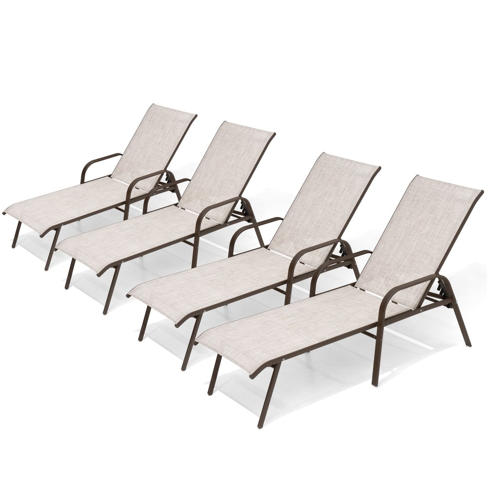 VredHom Outdoor Patio Adjustable Chaise Lounges Chairs with Arms (Set of 2/4 )