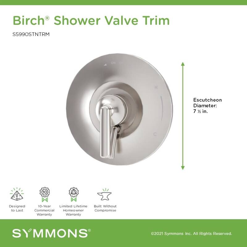 Symmons S5990TRM Birch Traditional Valve Trim Only with Single Lever