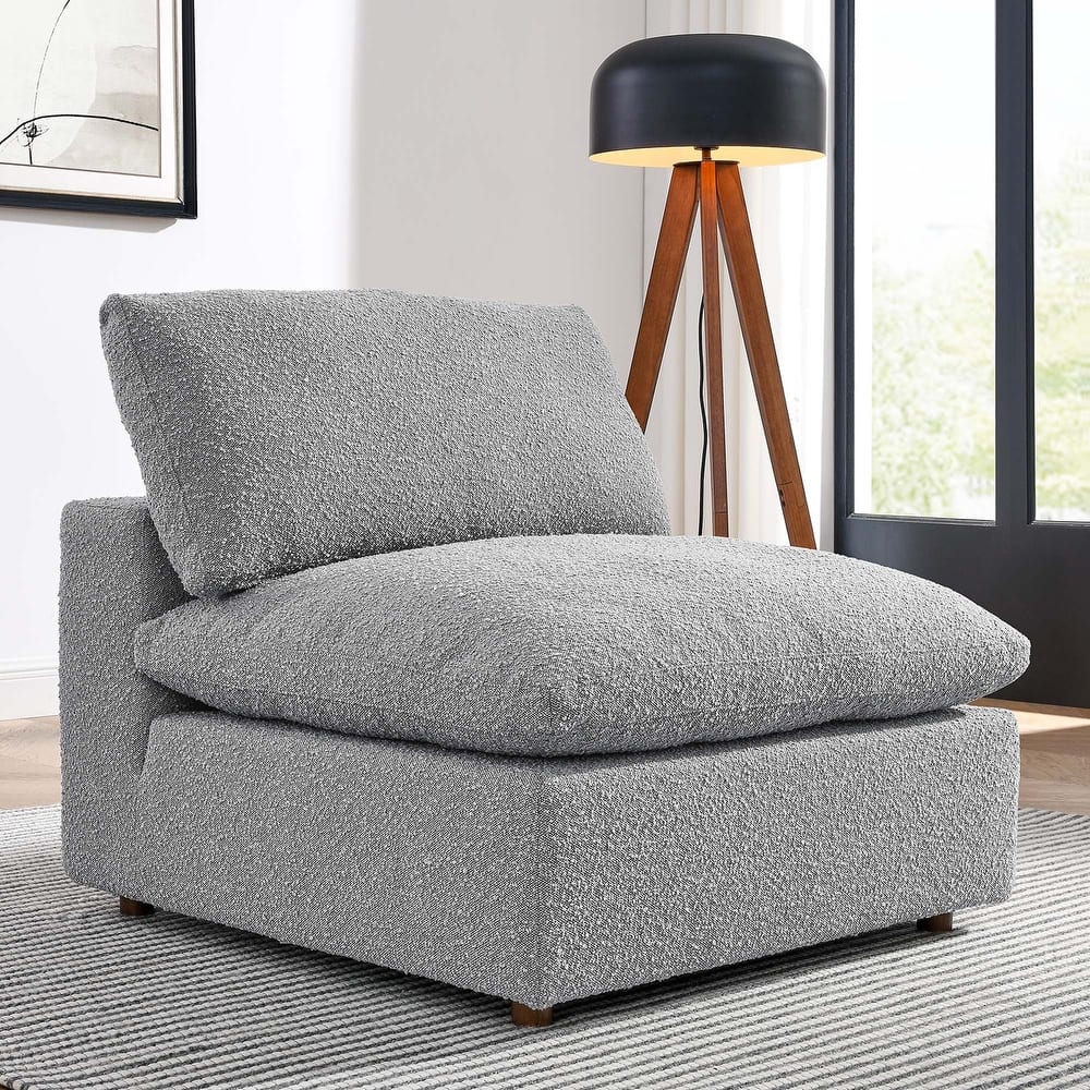 Commix Down Filled Overstuffed Boucle Fabric Armless Chair