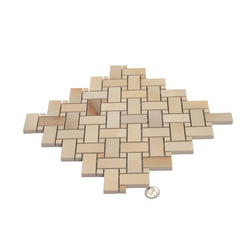 Splendor 12x12 Miele Porcelain Mosaic Onyx Basketweave Wall and Floor Tile (4.84 sq ft/case) - 5 Pack