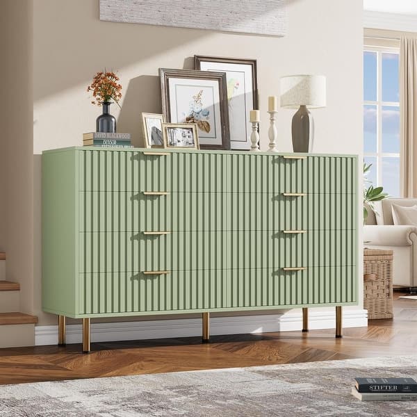 green dresser for sale Garvee 8-Drawer Modern Fluted forest green dresser
