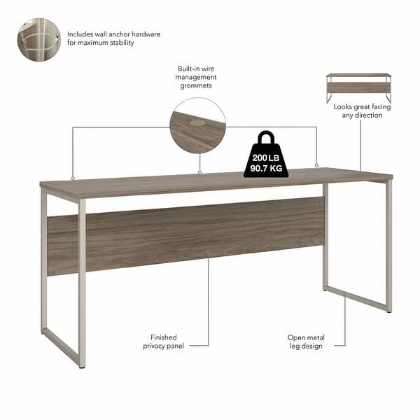 dimension image slide 1 of 10, Hybrid 72W x 24D Computer Table Desk by Bush Business Furniture