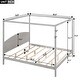 preview thumbnail 4 of 7, Modern King Size Pine Platform Bed, Canopy Bed with Support Legs and Headboard, Grey