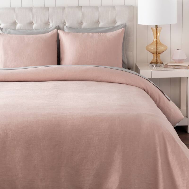 Artistic Weavers Suzzy Solid Linen Duvet Cover Set - Blush - King - Cal King