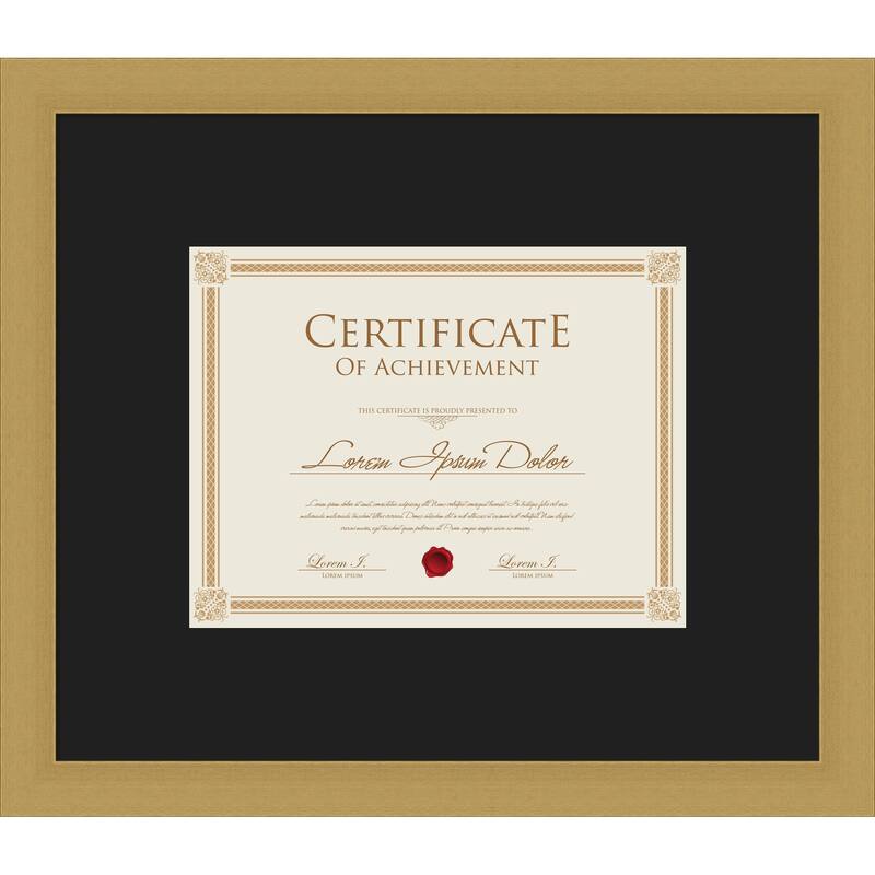 Grace Brushed Gold Narrow Framed Picture Frame, Photo Frame - 17x14.5 Matted Black 11x9 - Grace Brushed Gold Narrow