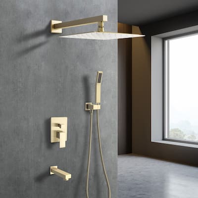 YASINU 12 In. High-Pressure Rainfall Shower System with Handheld Shower Head Bathtub Faucet - 12"