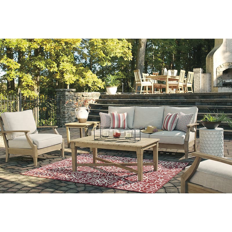 Signature Design by Ashley Clare View Beige 2-Piece Outdoor Seating Package - 81"W x 35"D x 32"H